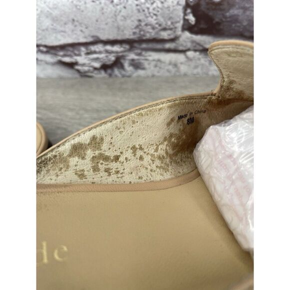 Kate Spade Nude Pink Leather Floral Accent Pointed Mules Shoes Women 8M US/39EU - Picture 8 of 16